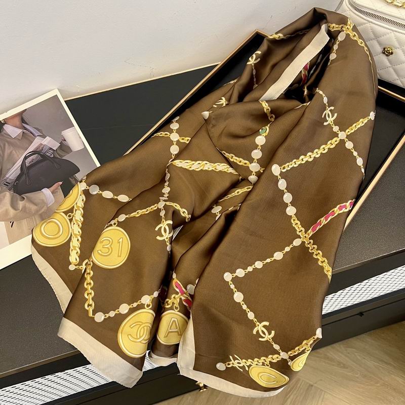 Chanel silk scarf 90-180cm E20 (19)